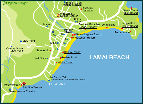 Lamai Beach Map